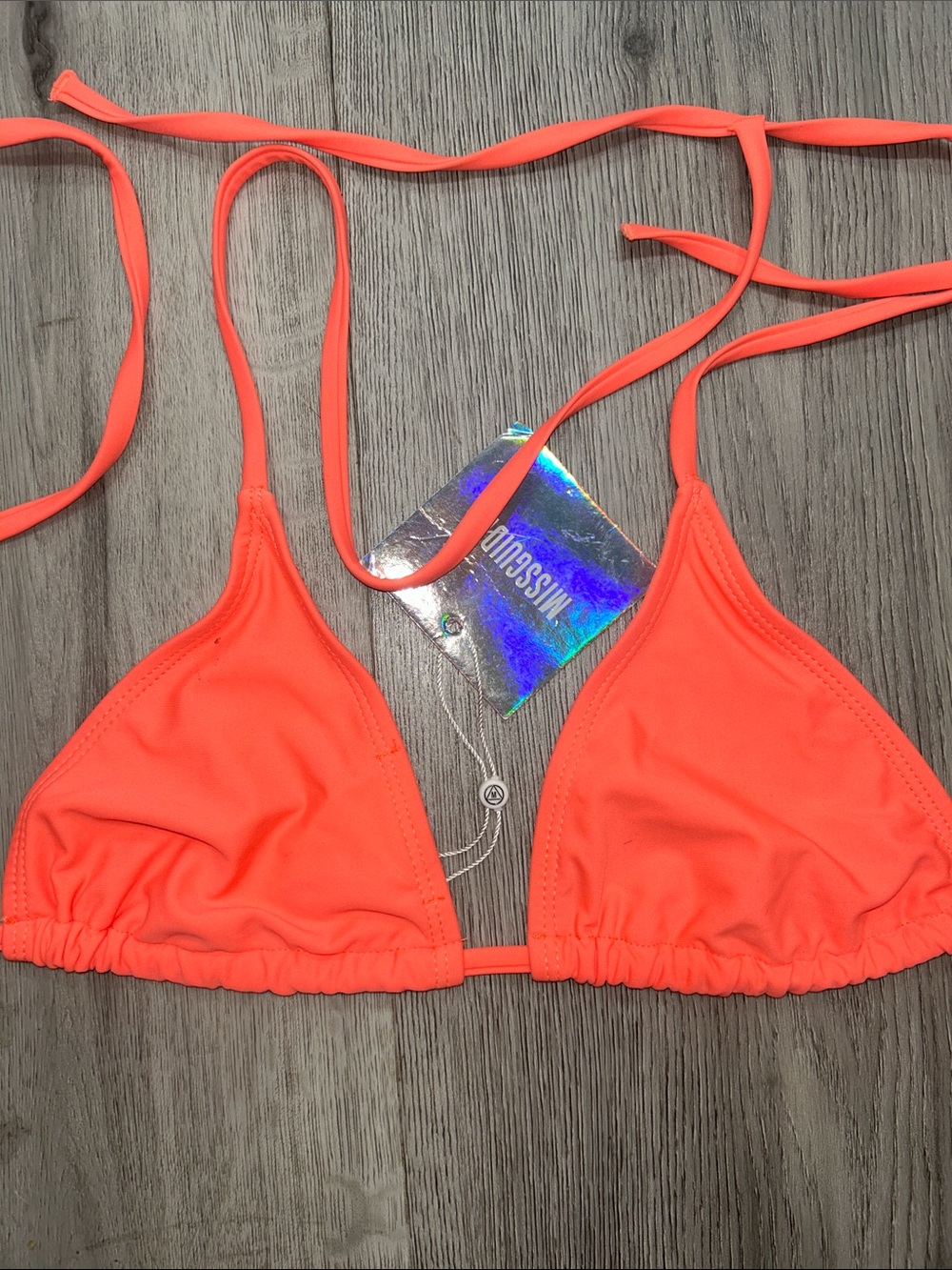 Missguided Neon Coral Triangle Bikini Top NWT size 6